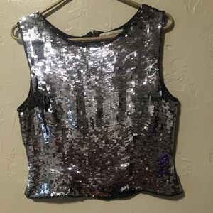 Silver Sequin Papell Boutique Shell Top